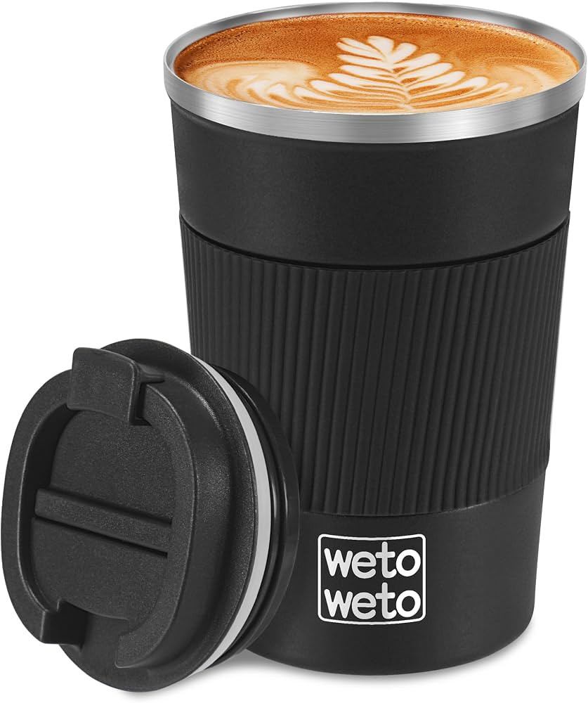 WETOWETO 12oz Stainless Steel Coffee Tumbler, Travel Coffee Mug, Insulated Coffee Mug with Lid, S... | Amazon (US)