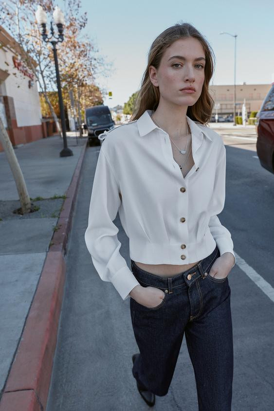 SHORT SHIRT WITH SHOULDER TABS | Zara US