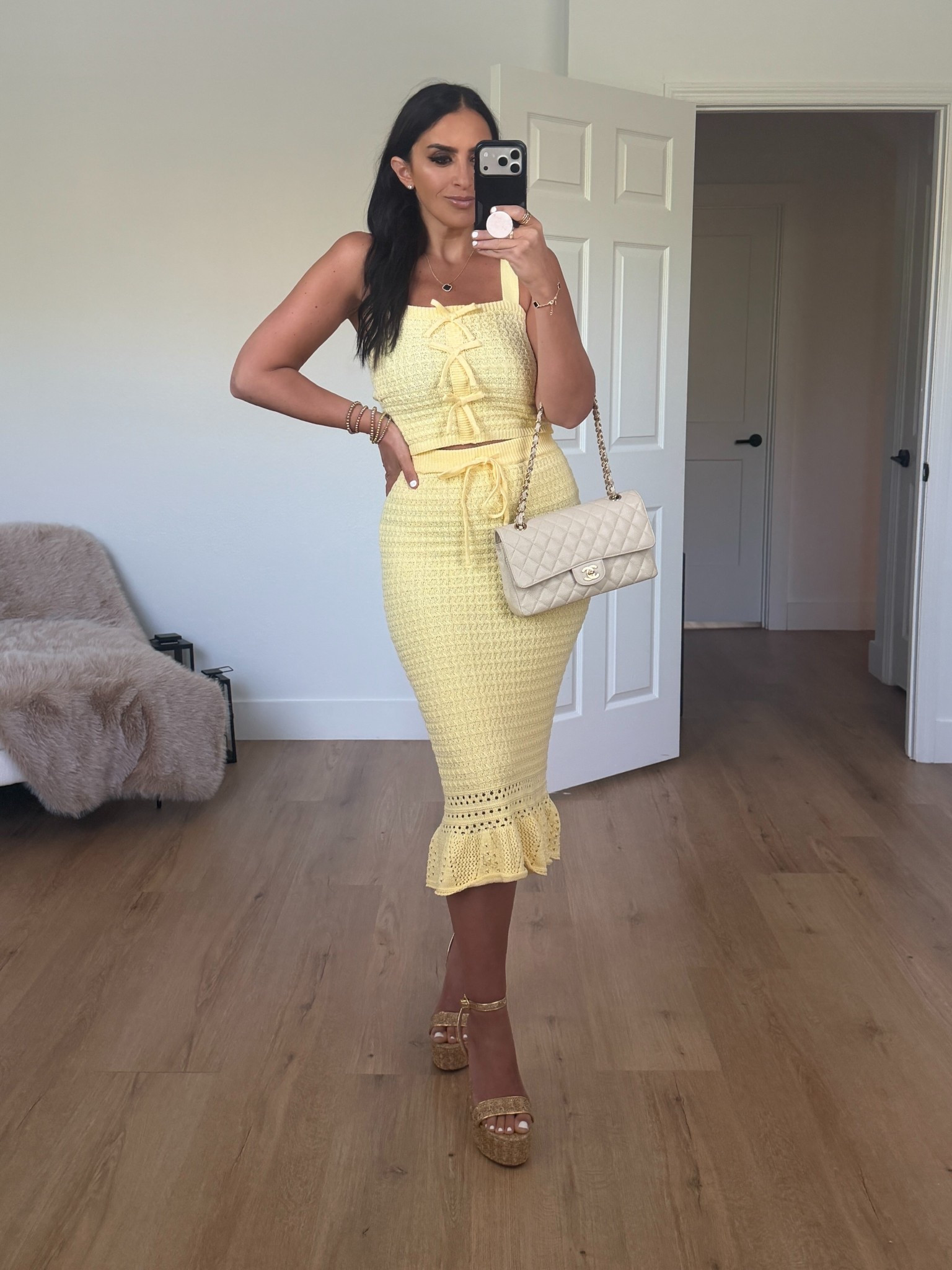 Madden NYC Women's Crochet Tank Top and Skirt Set wearing size small only $26