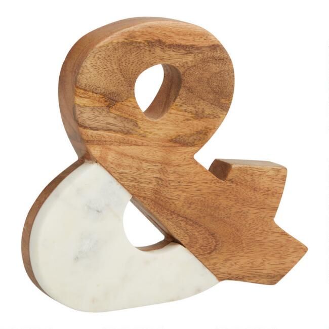 Marble And Wood Ampersand Decor | World Market