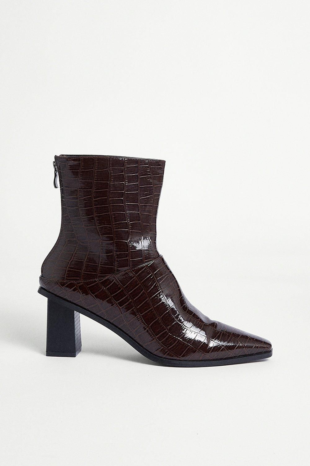 Croc Pointed Toe Ankle Boot | Warehouse UK & IE