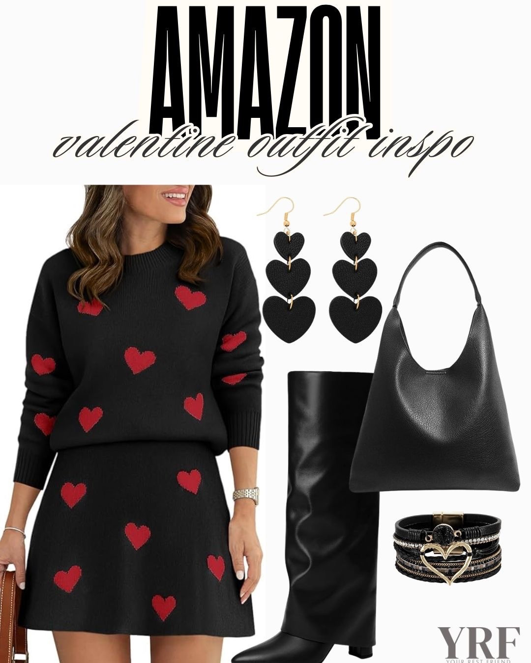 Amazon Valentine’s outfit inspo that’s festive without trying too hard. The heart sweater dress paired with tall black boots and simple accessories makes the perfect look for a Valentine’s date, girls’ night, or even a fun workday outfit.

#ValentinesOutfit #AmazonFashion #LTKFinds #LTKStyle #ValentinesDayStyle #HeartSweater #SweaterDress #WinterOutfit #CasualChic #DateNightOutfit #TeacherStyle #LTKOnTheGo #AmazonOutfitInspo

#LTKValentine #LTKootd