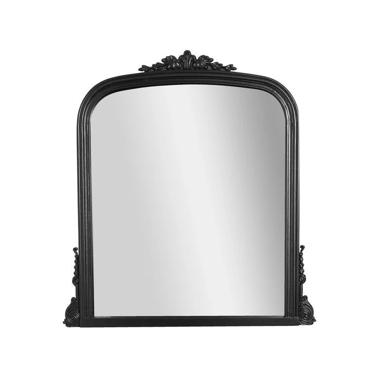 Black Wood Ornate Vintage-Inspired Decorative Accent Wall Mounted Rectangle Mirror - 32" x 30" x ... | Walmart (US)