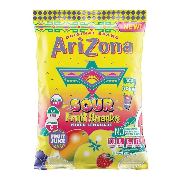 AriZona Sour Fruit Snacks, Mixed Lemonade - 5 Ounce Bag - Walmart.com | Walmart (US)