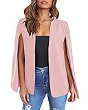 GAMISOTE Cape Blazer for Women Split Sleeve Open Front Office Long Jacket Pink | Amazon (US)