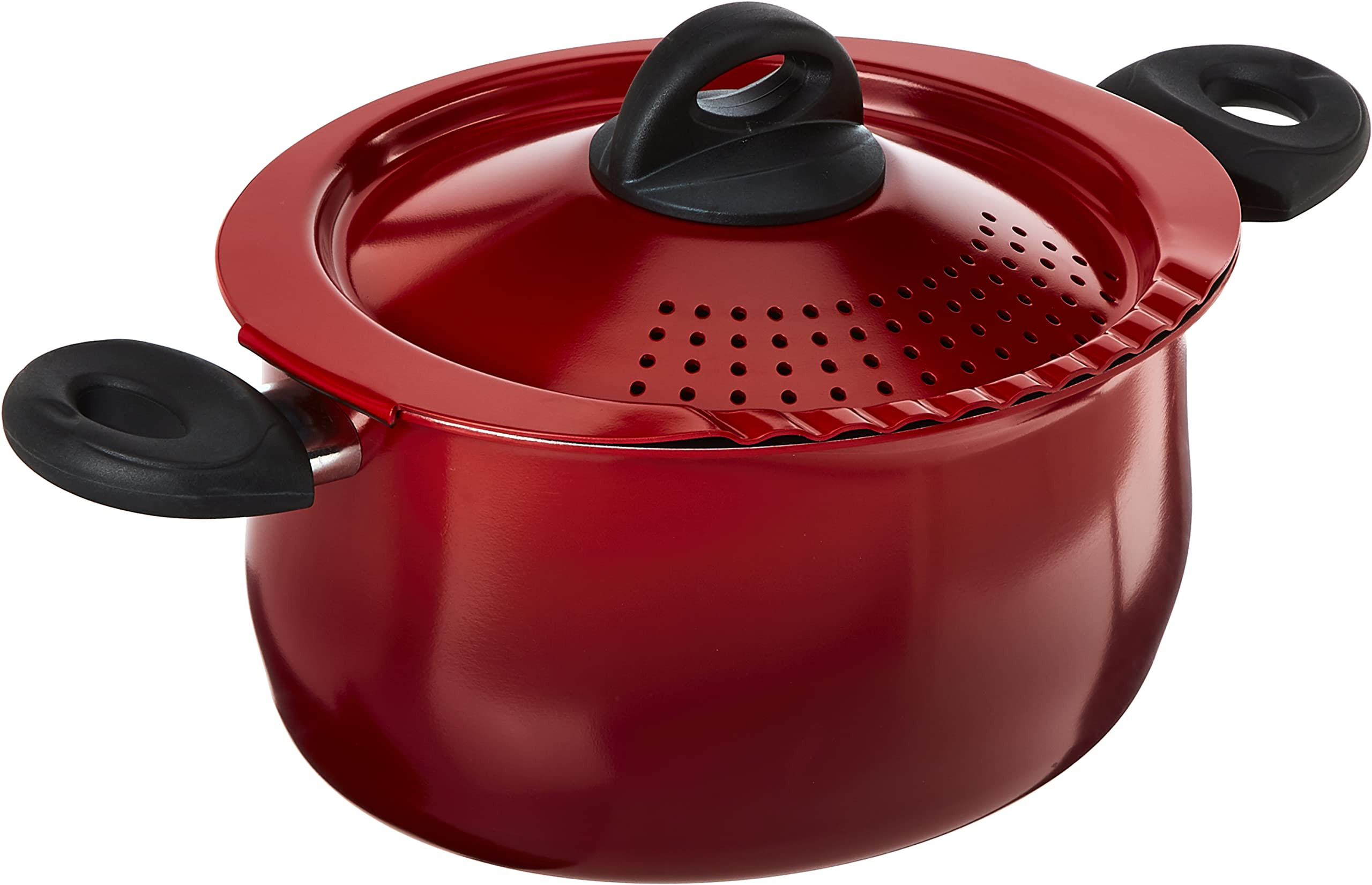 Bialetti 5.5 Quart Pasta Pot with Strainer Lid, Red – Elongated Oval Pot for Longer Spaghetti, ... | Amazon (US)