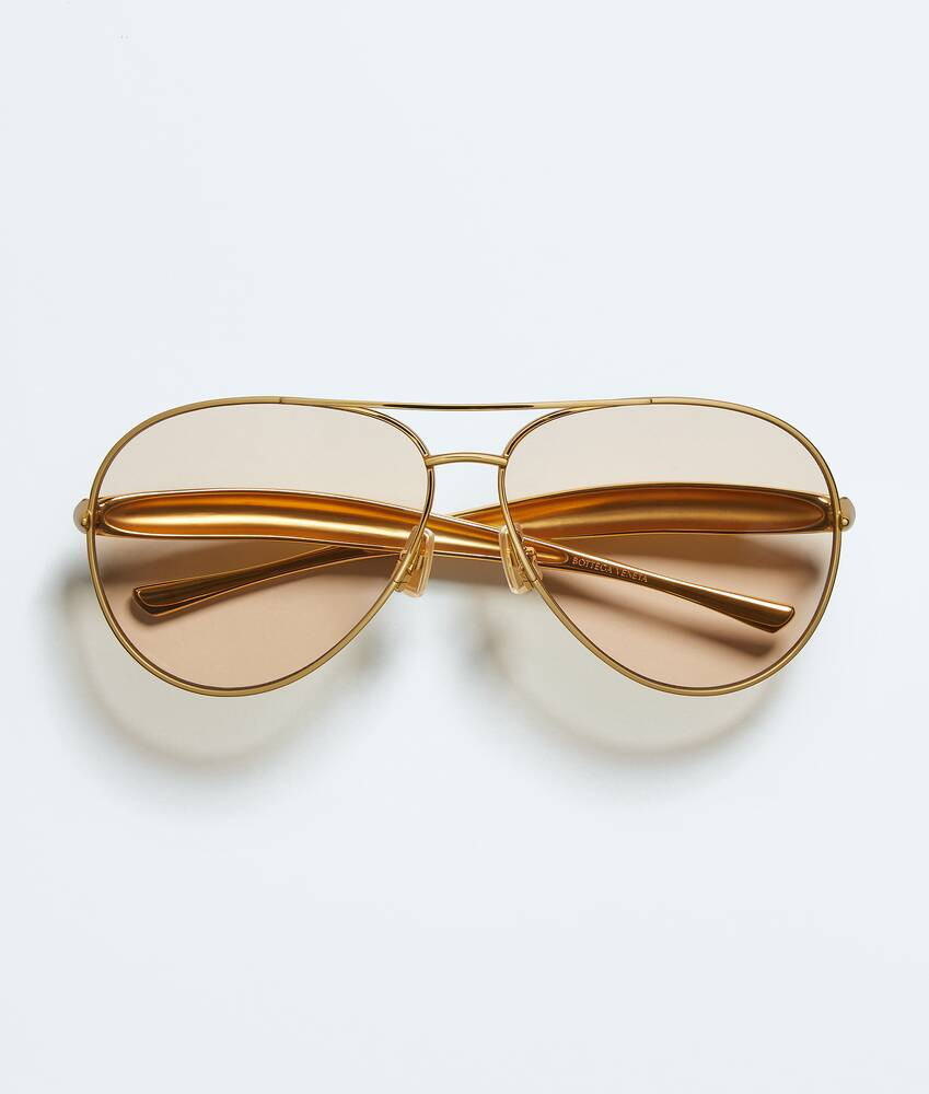 Sardine Aviator Sunglasses in Gold/brown | Bottega Veneta US | Bottega Veneta