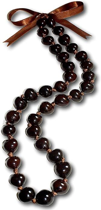 Native Treasure 32" Mens and Womens Genuine Brown Chunky Bead Kukui Nut Necklace Lei Tropical Jew... | Amazon (US)