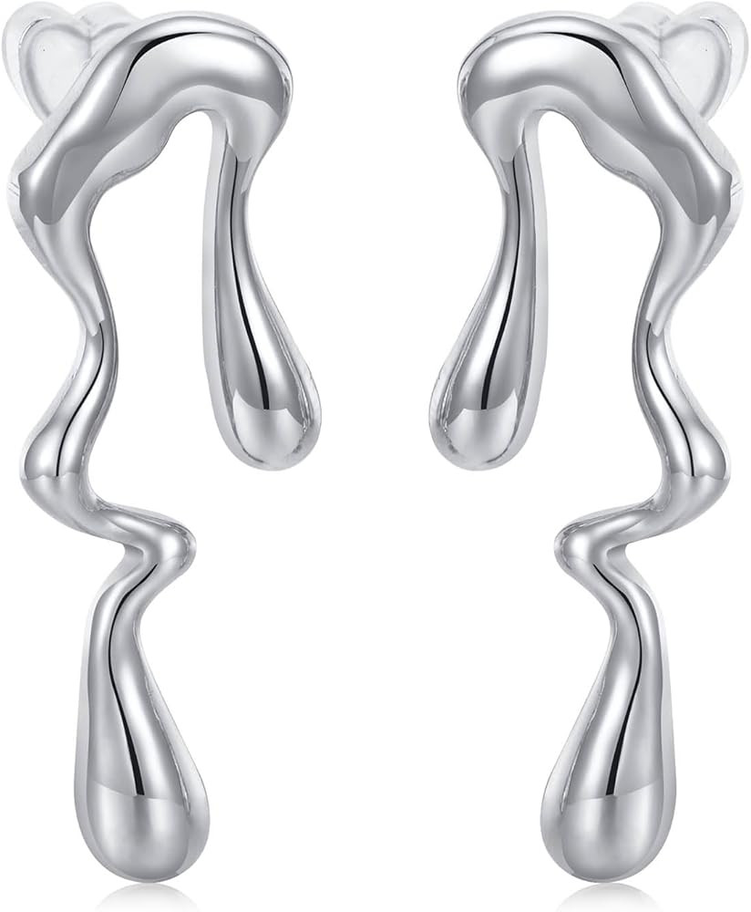 Women's Gold Studs Earrings - 14K Gold Plated Personality Big Stud Earring,Stainless Steel Hypoal... | Amazon (US)