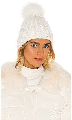 Adrienne Landau Fur Pom Pom Hat in White from Revolve.com | Revolve Clothing (Global)