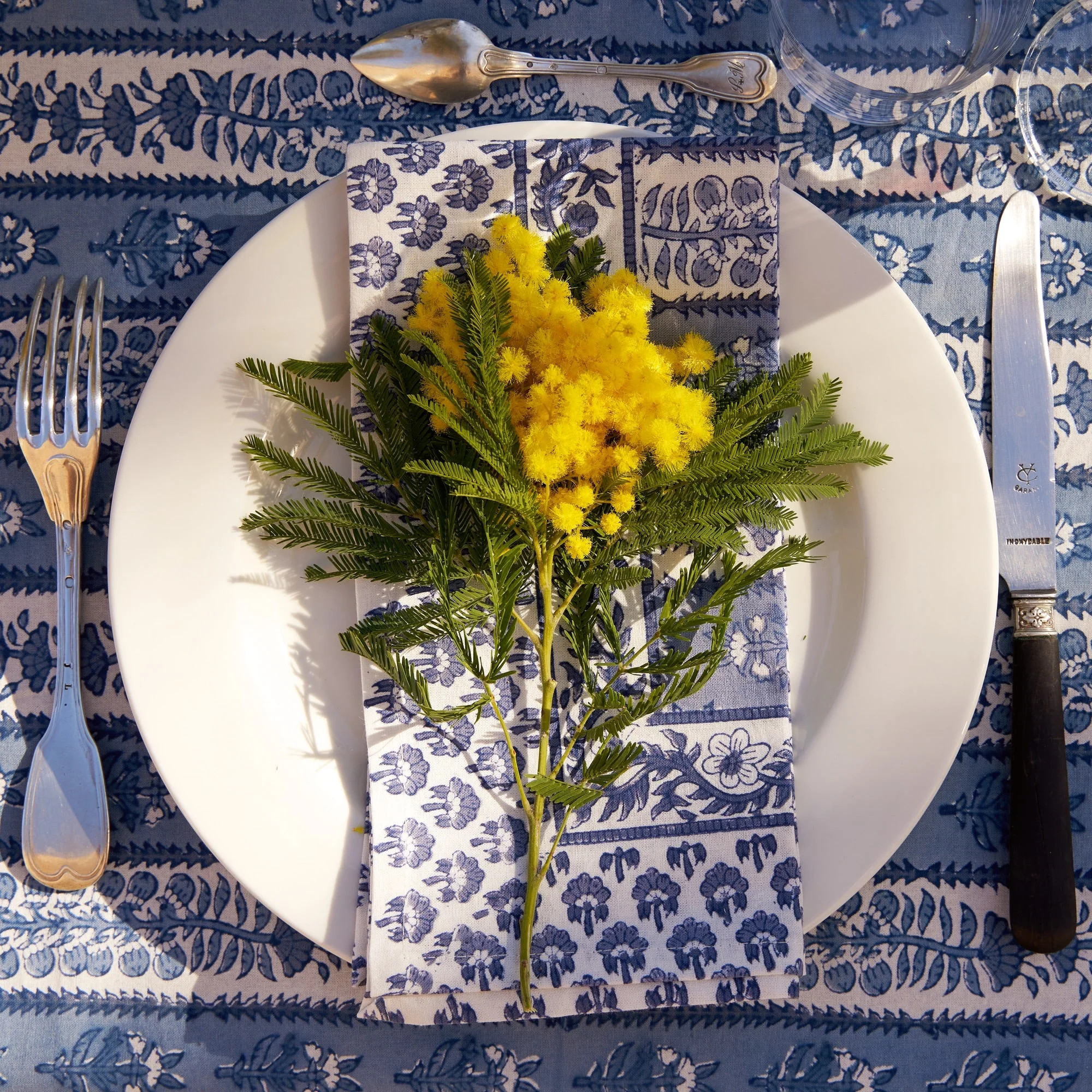 Avignon Napkins Blue & Marine, Set of 6 | Couleur Nature