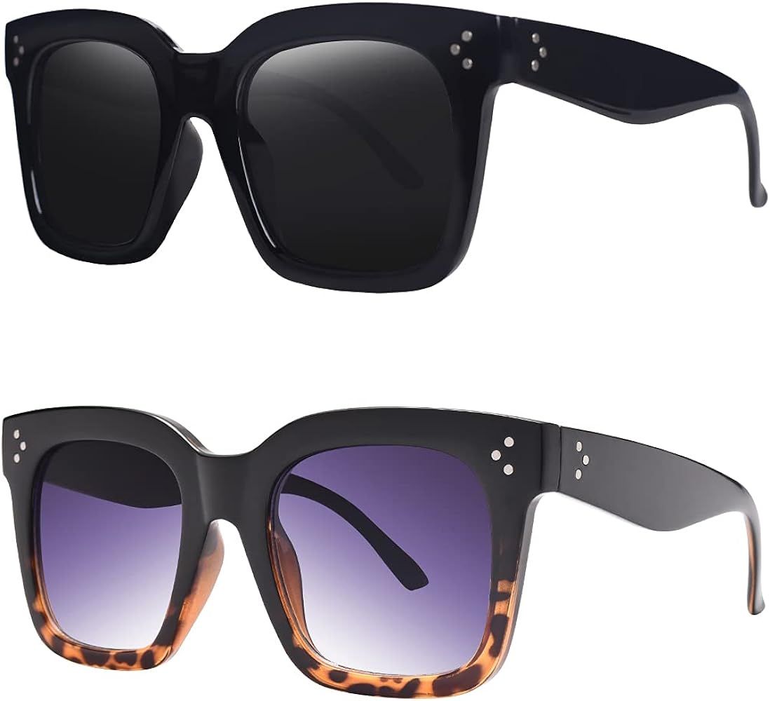 Amazon.com: TAOTAOQI Vintage Women Oversized Sunglasses Designer Luxury Square Sun Glasses UV400 ... | Amazon (US)