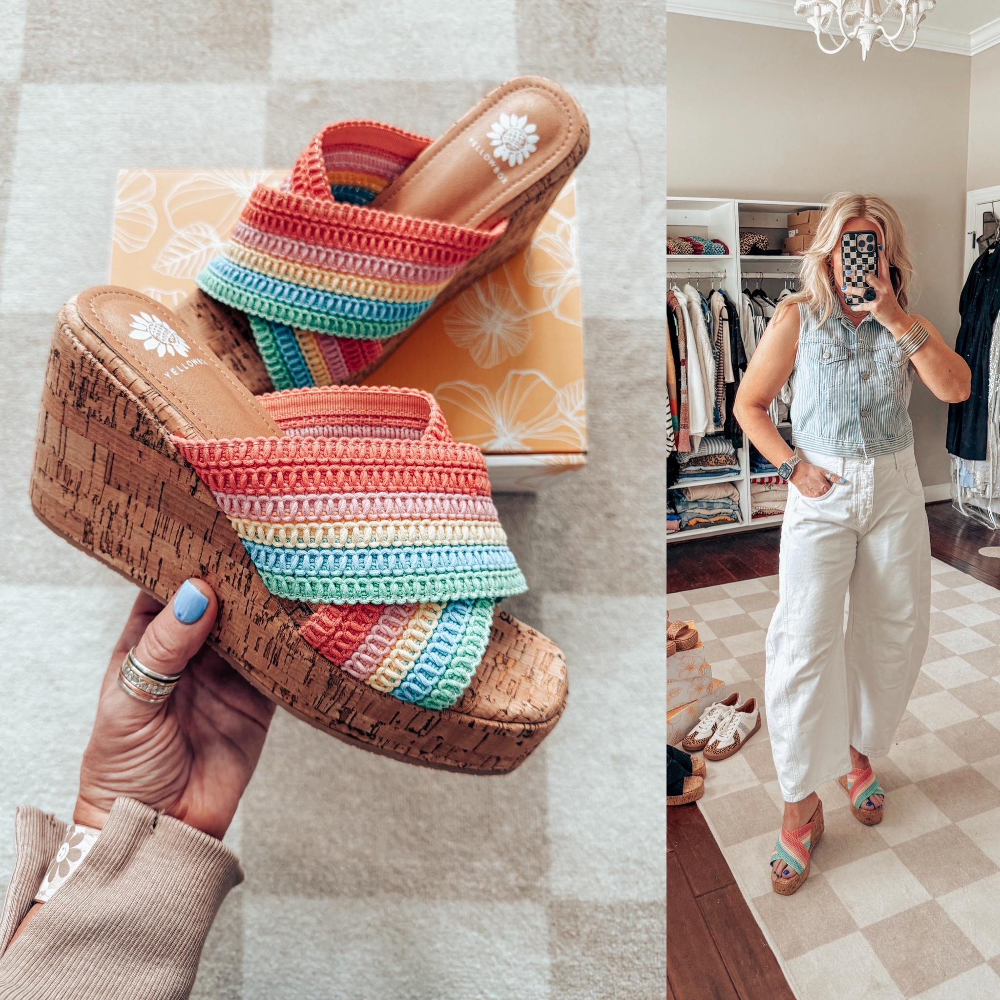 These sandals are SO FUN! Love the colors and how cute they’ll make a simple look be perfect! Sandals - true to size, denim vest - M,  jeans - true to size

Yellow Box is giving $25 OFF $85+ on everything — just for 48 hours 5/10-5/11! Use code 25MOMFS and shop before it’s over!” 
#yellowboxfootwear #yellowboxshoes #summershoes 

#LTKStyleTip #LTKFindsUnder100 #LTKShoeCrush