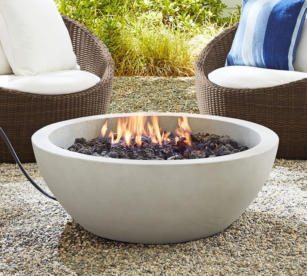 Nerissa Concrete 38" Round Propane Fire Pit Table | Pottery Barn (US)