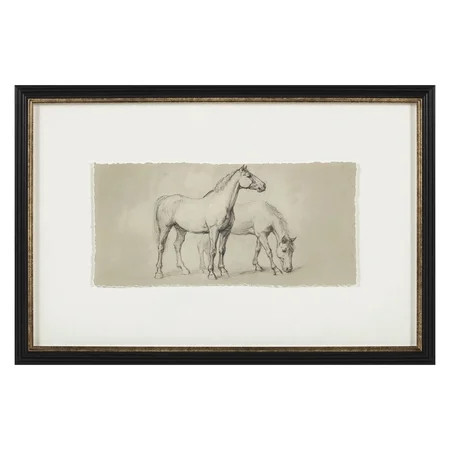 My Texas House Pair Horses Pencil Drawing Two-Tone Framed Wall Art 24x16 | Walmart (US)
