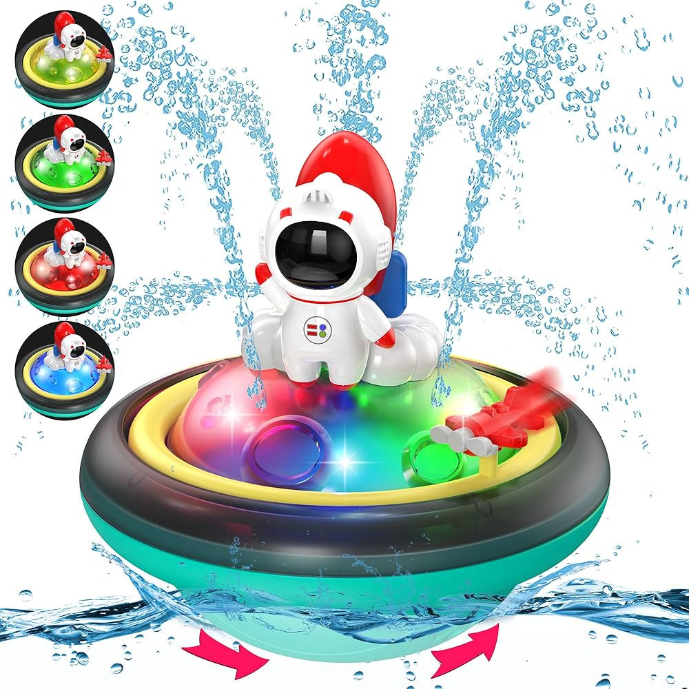 Baby Bath Toys for Toddlers, CRIOLPO Spray Water Toy Rotation Baby Light up Bath Toys, Automatic ... | Amazon (US)