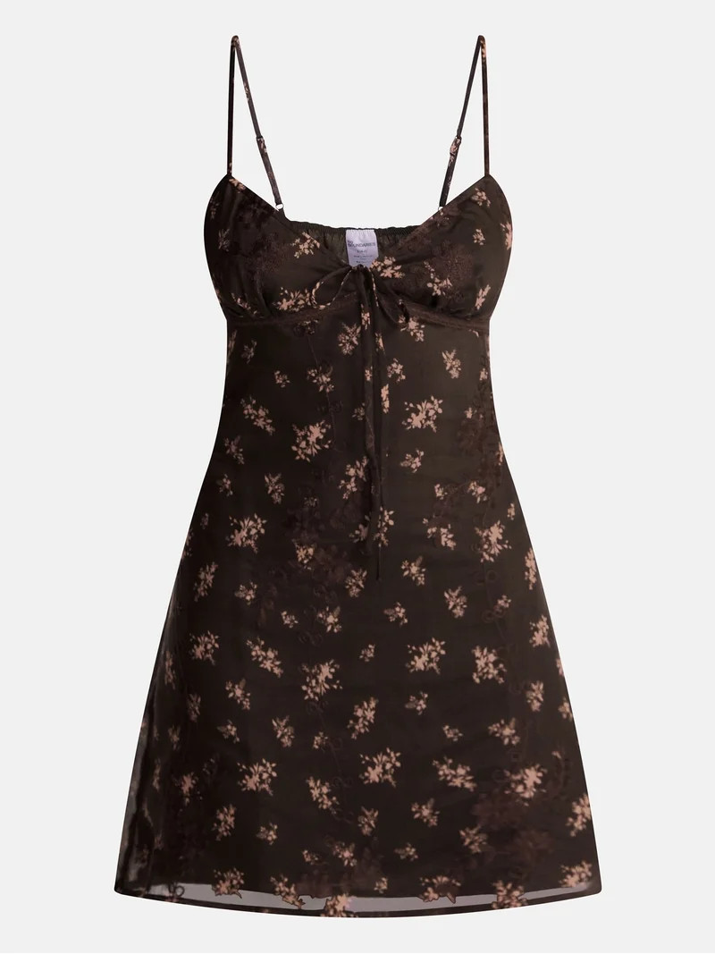 No Boundaries Embroidered Organza Mini Dress, Women\u2019s XXS-XXL | Walmart (US)