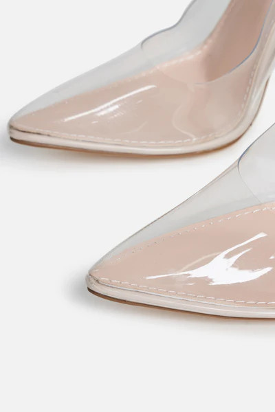 Clarissa Beige Court Pumps in Clear Perspex | Luxe to Kill