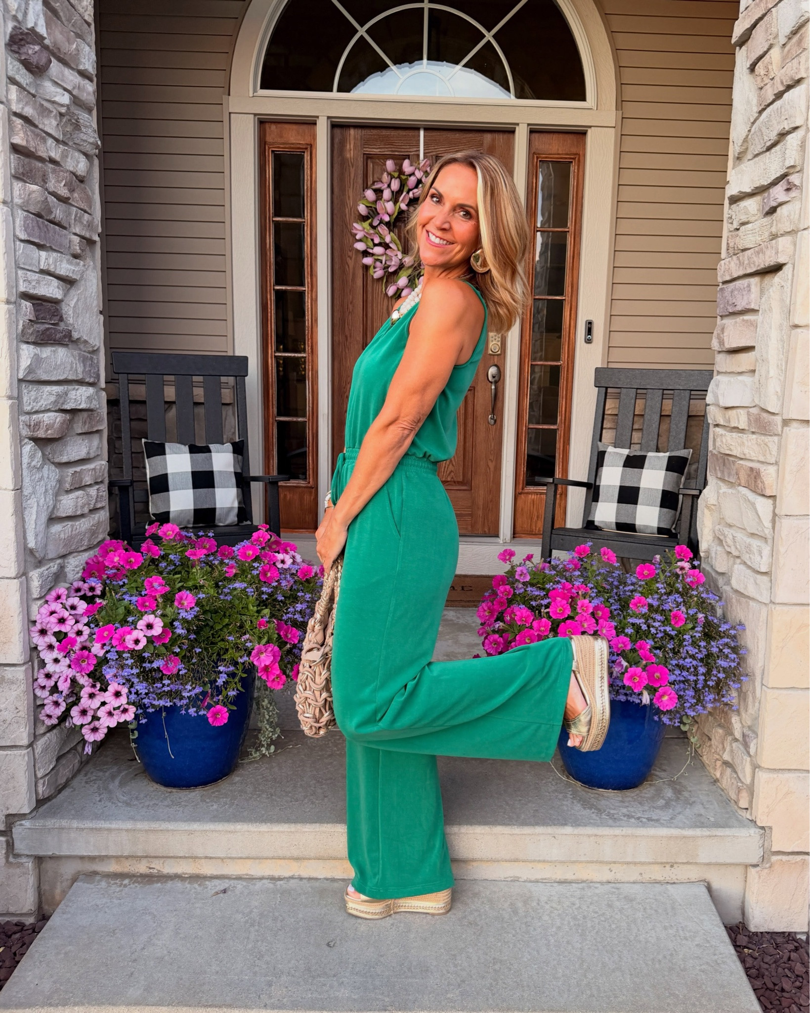 Like wearing a cloud…
wore this cute little green jumpsuit for an event last night.💚 
drawstring waistband￼
wearing a size small

#LTKmomlife #LTKOver40 #LTKWorkwear