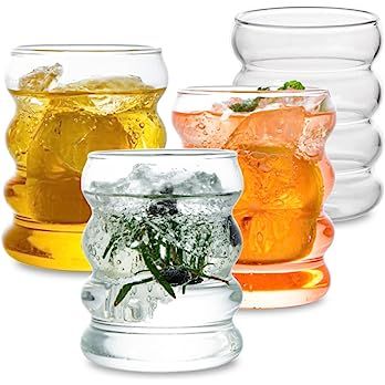 INSETLAN Creative Glass Cups Cute Vintage Drinking Glasses of 4 Set, 12 oz Entertainment Dinnerwa... | Amazon (US)