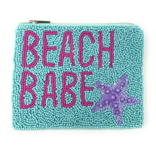 Beach Babe Beaded Coin Purse Pouch, Small Wallet, Bead Pouch, Birthday Gifts, Blue Small Purse, Gift Card Pouch, Beach Lover Gift | Amazon (US)
