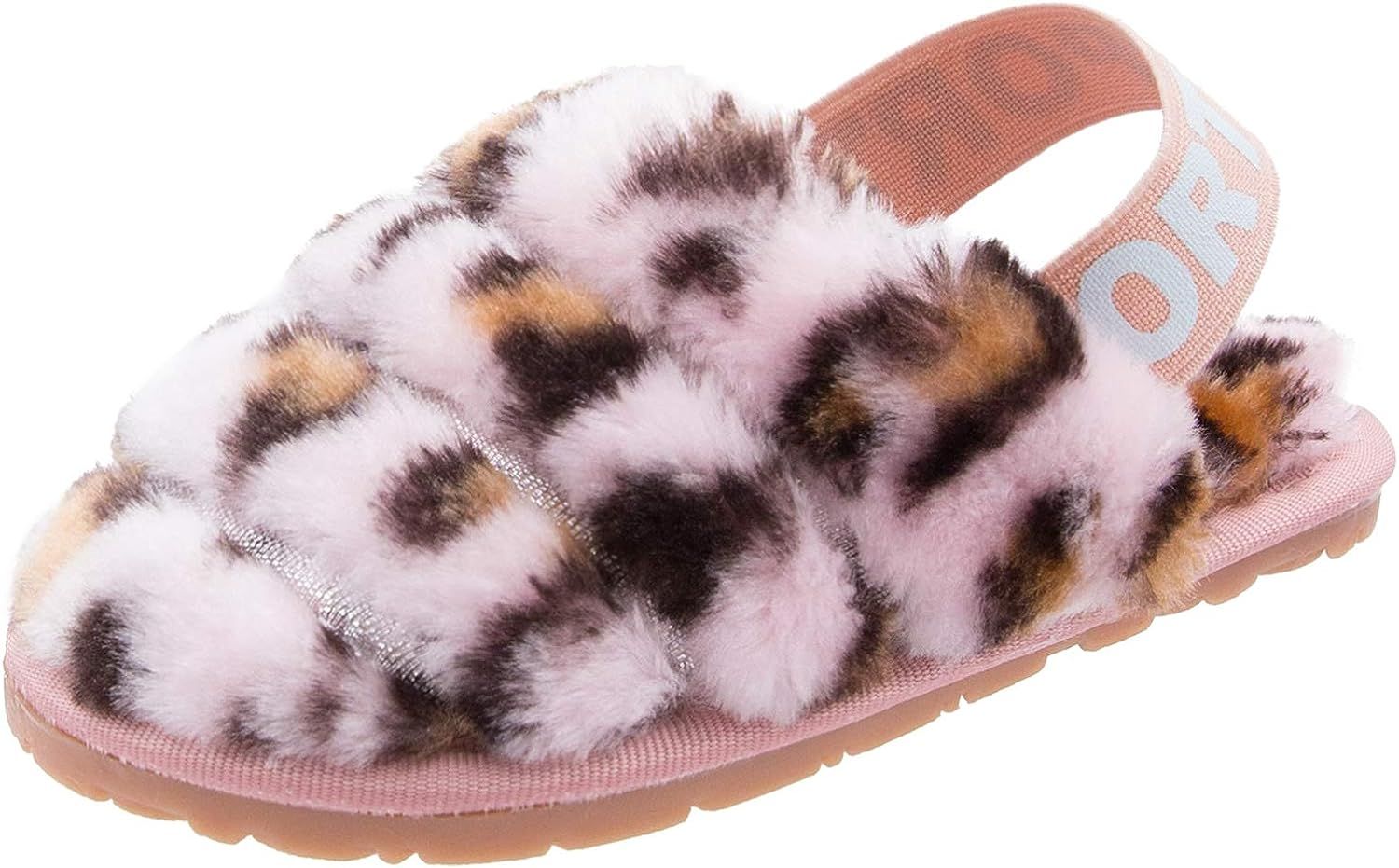 Toddler Boys Girls Fuzzy Slippers Kids Fluffy Slippers Sandals Tie Dye Leopard Print Faux Fur Sli... | Amazon (US)