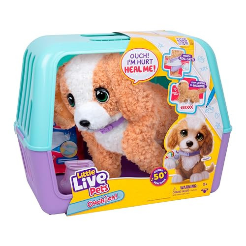 Little Live Pets Ouchies Amazon Exclusive Hazel The Poodle Plush, 50+ Sounds, Limping to Walking Puppy Toy & Carrier, Interactive Toy Dog for Kids 5+ | Amazon (US)