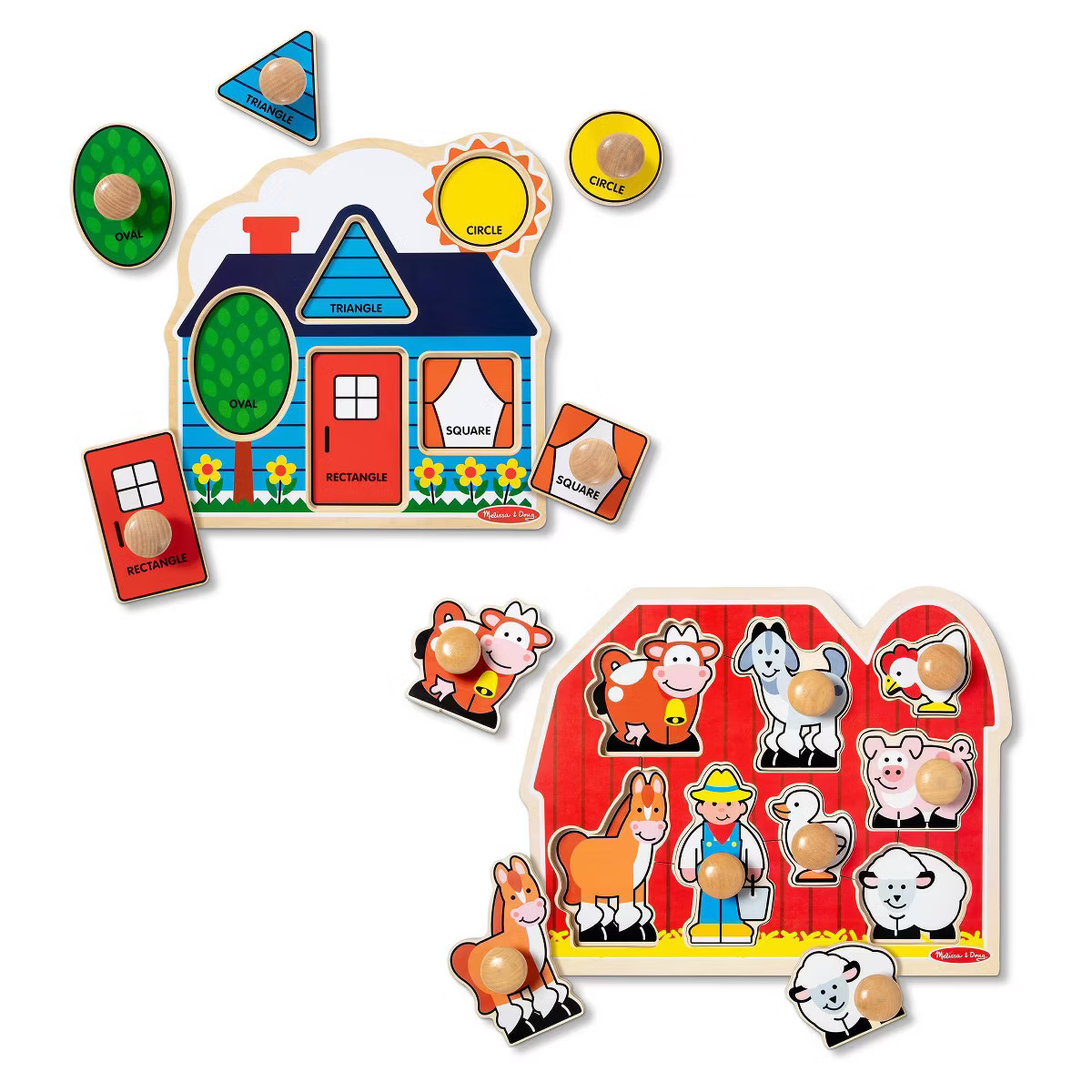 Melissa & Doug Wooden Jumbo Knob Puzzle 2pk for Baby and Toddler Boys' and Girls' – Large Farm,... | Target
