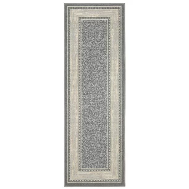 Ottomanson Classics Non-Slip Rubberback Bordered 2x5 Indoor Runner Rug, 20" x 59", Gray | Walmart (US)