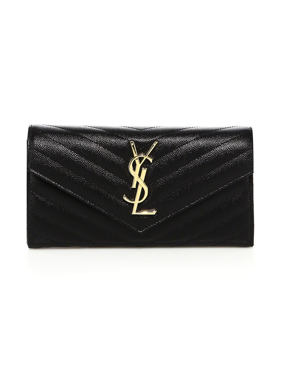 Women's Monogram Matelassé Leather Flap Wallet - Black | Saks Fifth Avenue