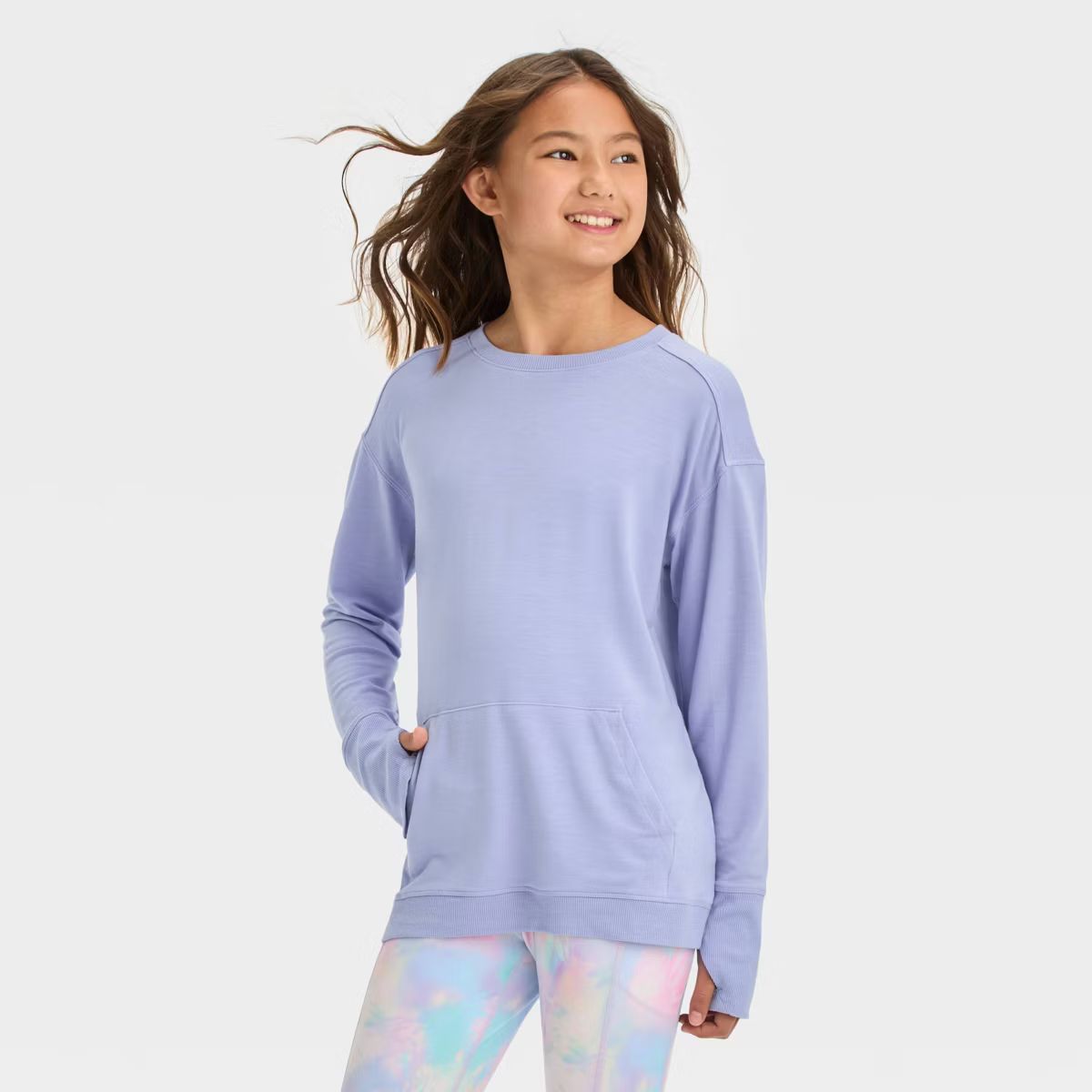 Girls' Cozy Lightweight Fleece Crewneck Sweatshirt - All In Motion™ | Target