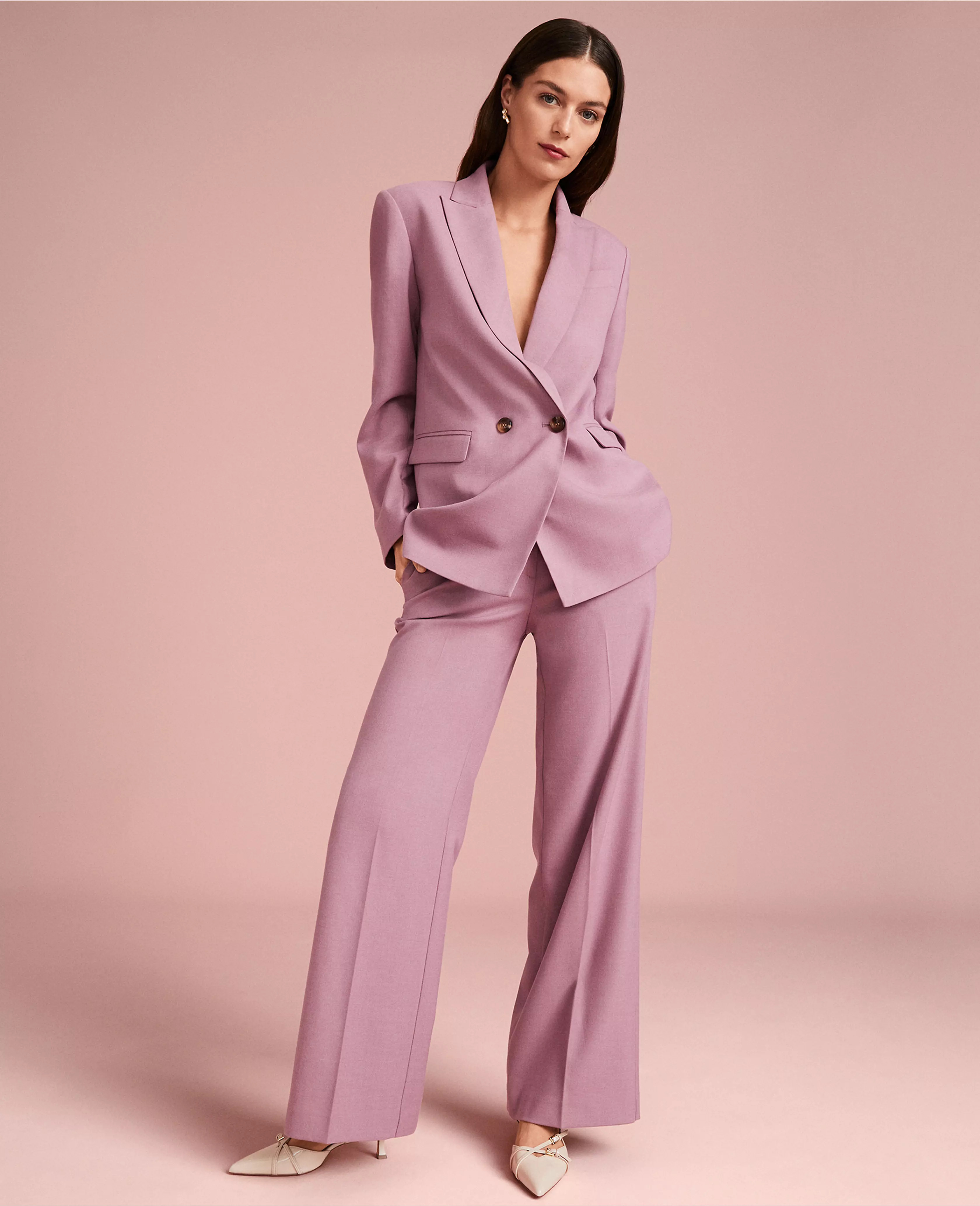 The Relaxed Double-Breasted Blazer in Heather Flannel | Ann Taylor