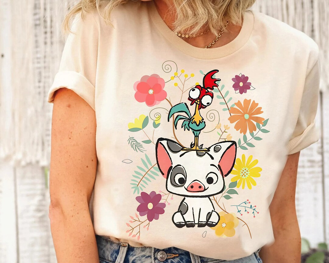Disney Moana 70s Style Floral Pua and Hei Hei Shirt, Disney Moana Shirt, Family Vacation Shirt, D... | Etsy (US)