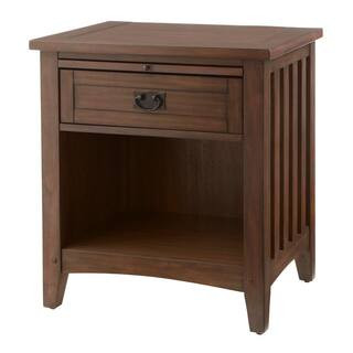 Home Decorators Collection Abrams 1 Drawer Walnut Finish Nightstand (24 in W. X 25.98 in H.) 1396... | The Home Depot