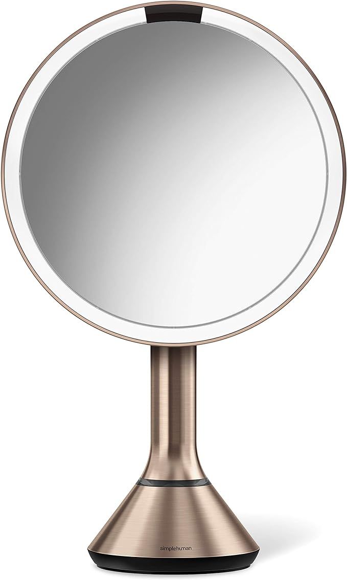 simplehuman Tabletop Mount 8" Round Sensor Makeup Mirror with Touch-Control Dual Light Settings, ... | Amazon (US)