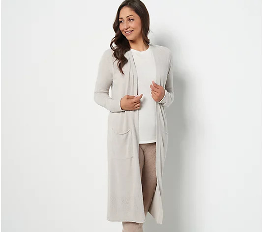 Barefoot Dreams CozyChic Ultra Lite Open Stitch Long Cardi - QVC.com | QVC
