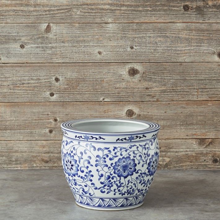 Blue & White Ceramic Planter, Extra Large | Williams-Sonoma