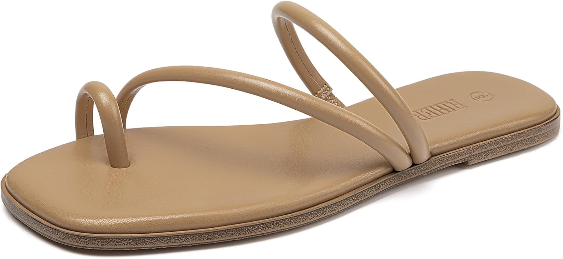 Rihero Women's Slide Sandals Comfortable Square Toe Beach Slip On Strappy Thong Flat Sandals | Amazon (US)