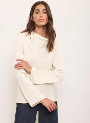 Cream Satin Drape Top | Mint Velvet