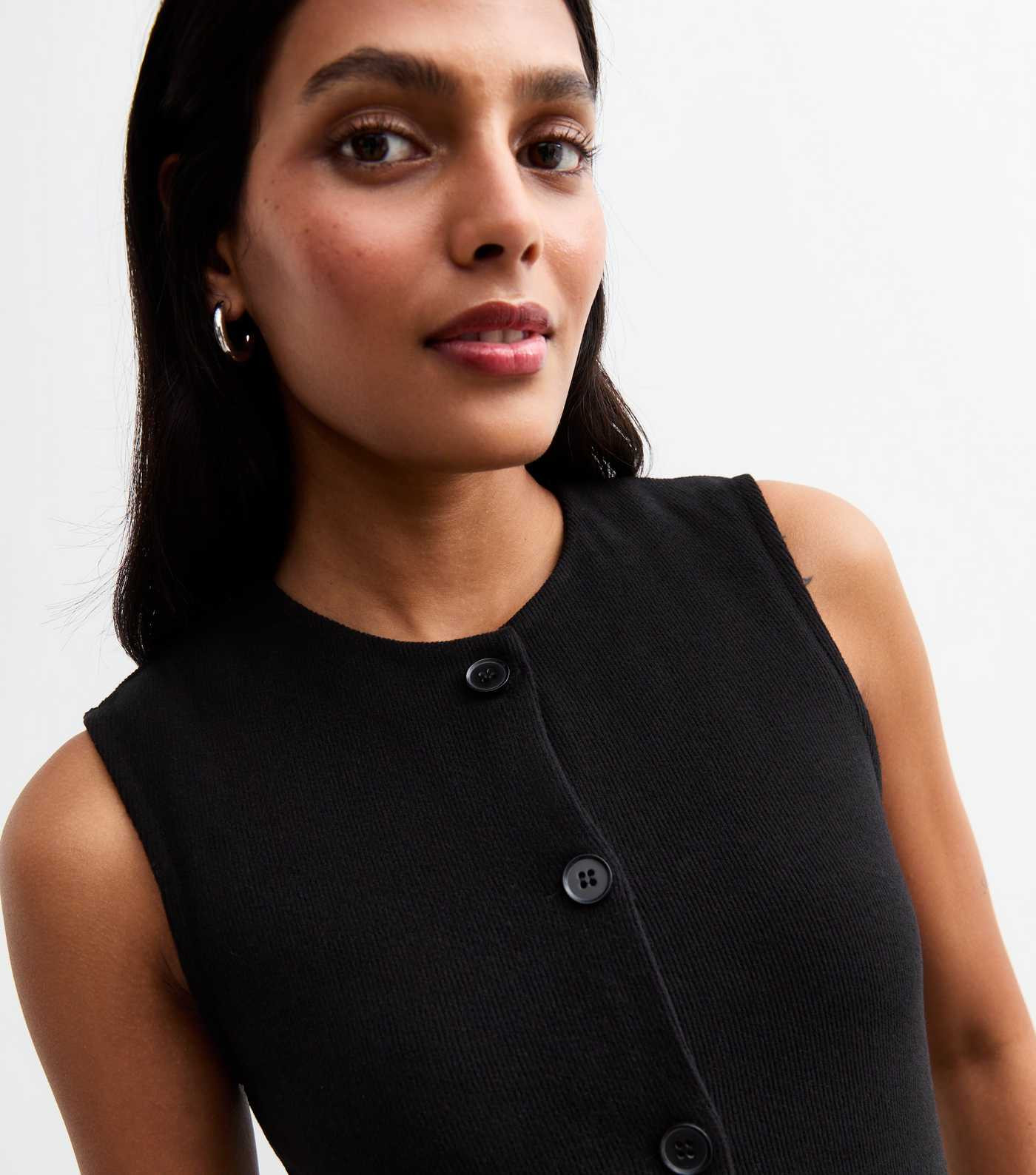 Black Soft Touch Ribbed Crew Neck Waistcoat | New Look | New Look (UK)