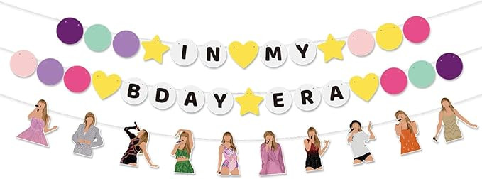 Pre-strung In My Birthday Era Banner Friendship Bracelet Garland for Singer Birthday Party Decora... | Amazon (US)