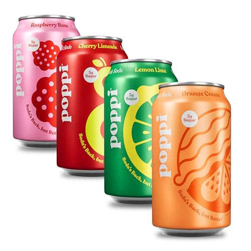 Poppi Sparkling Prebiotic Soda Beverage with Apple Cider Vinegar, Seltzer Water and Fruit Juice, Trend Setters Variety Pack, 12 Fl Oz, Pack of 12, Packaging May Vary | Amazon (US)