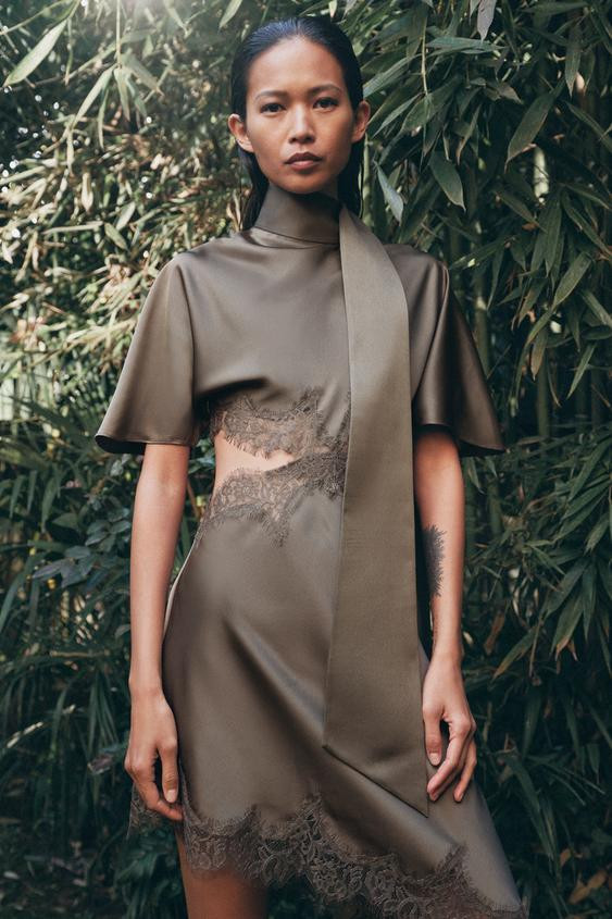 ZW COLLECTION SATIN LACE DRESS | Zara UK