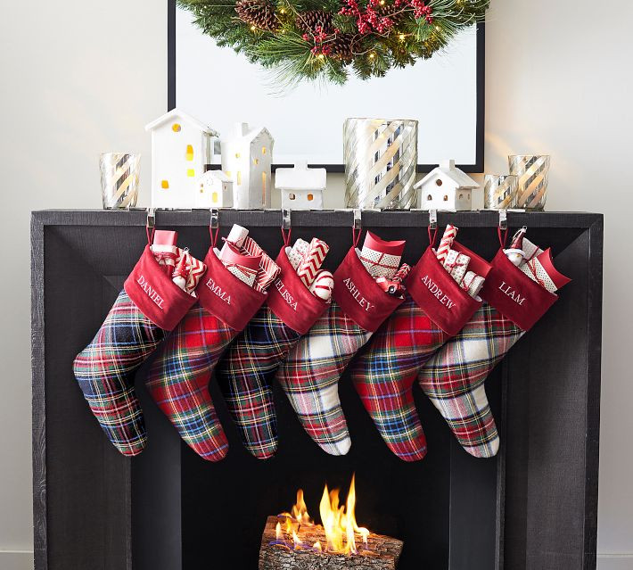 Plaid Stockings, Medium, Anthony/Black | Pottery Barn (US)