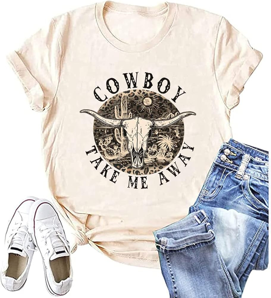 Cow Shirts for Women Cute Cattle Cowgirl T-Shirt Funny Animal Graphic Farm Life Tee Casual Short ... | Amazon (US)