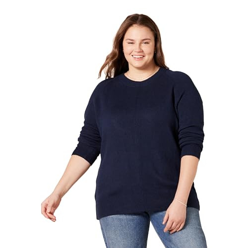 Amazon Essentials Women's Regular-Fit Soft Touch Long-Sleeve Crewneck Sweater, Navy, X-Large | Amazon (US)