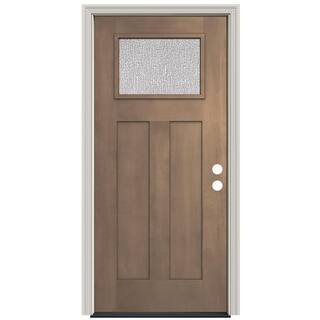 JELD-WEN Design Pro Fir 36 in. x 80 in. 2 Panel Left Hand 1 Lite Rain Warm Toffee Fiberglass Preh... | The Home Depot