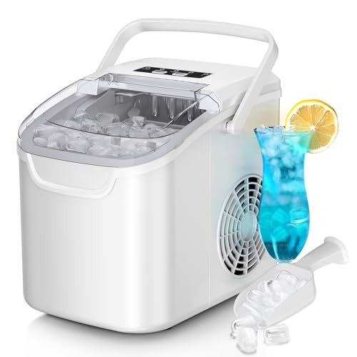 Countertop Ice Maker Machine, 8 Ice Cubes in 6 mins, 26lb/Day Ice with 2 Sizes- Portable Mini, Energy Saving & Basket/Scoop for Home/Party/Travel/Camping/Bar,White | Amazon (US)
