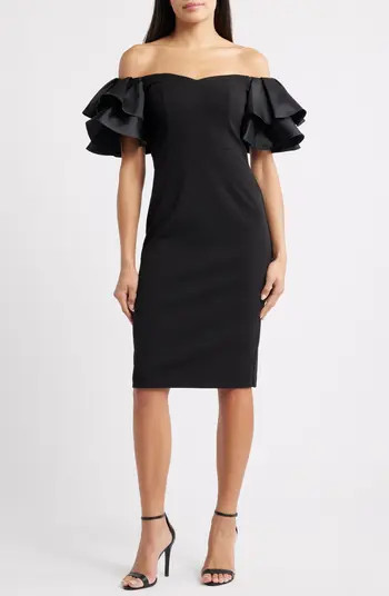 Ruflle Sleeve Off the Shoulder Cocktail Sheath Dress | Nordstrom
