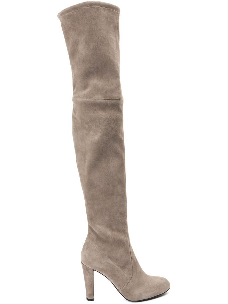 Stuart Weitzman - 'Highland' boots - women - Leather/rubber/Suede - 39, Grey | FarFetch Global